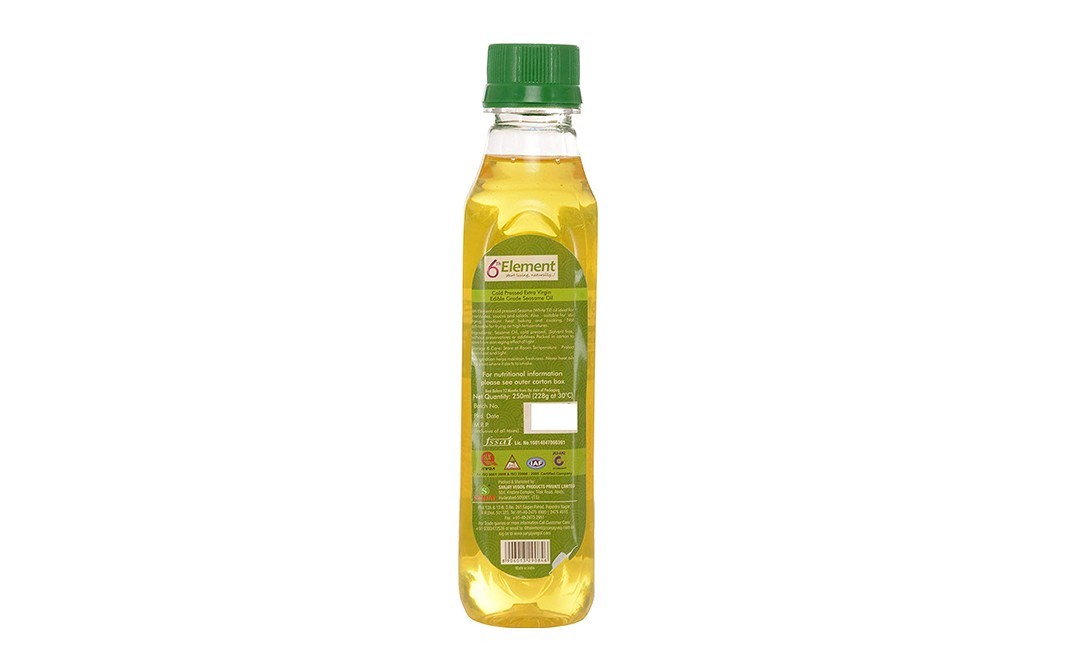 6th Element Cold Pressed Sesame Oil (Unrefined)   Plastic Bottle  250 millilitre